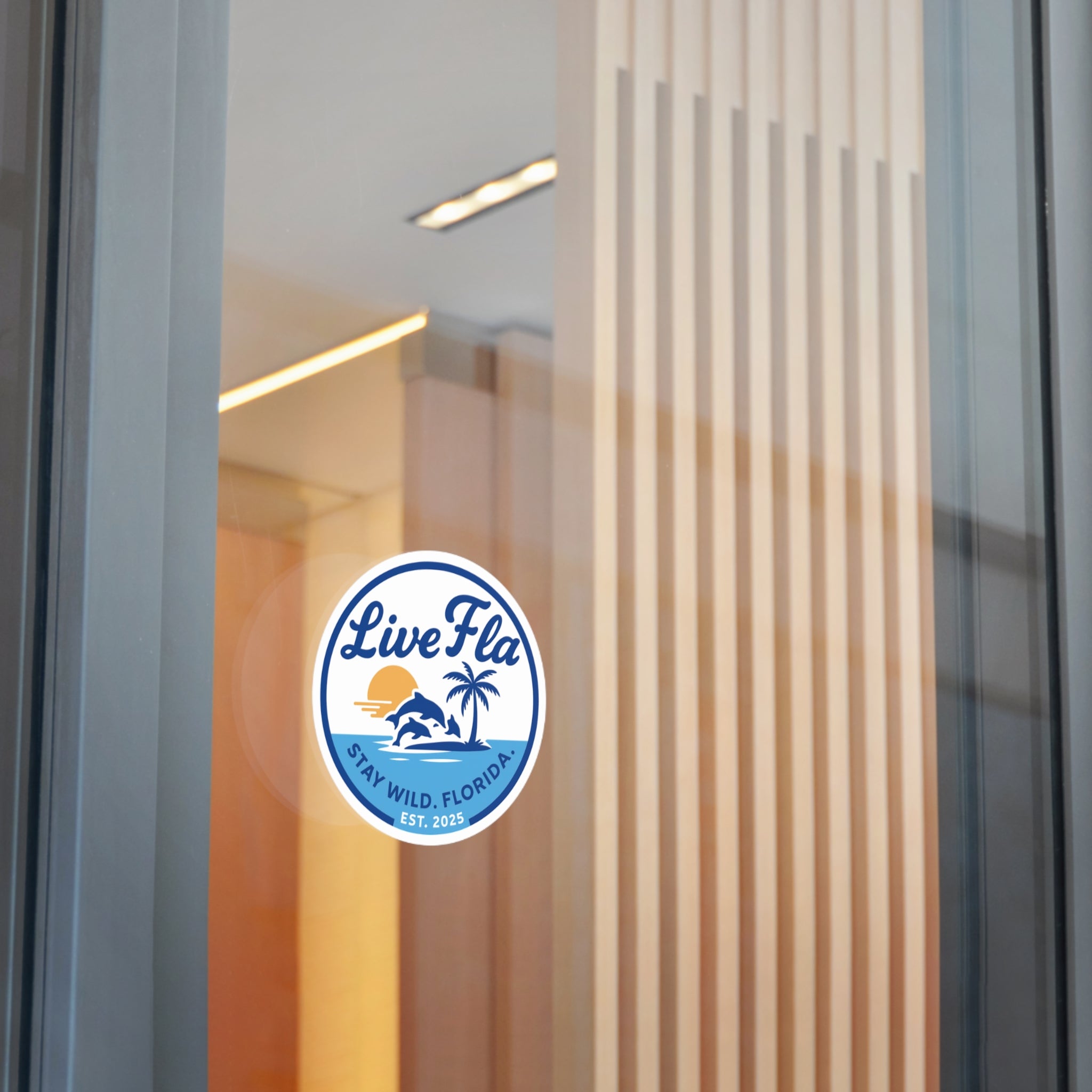 Sunset Dolphin Vinyl Stickers, Live Fla Stay Wild Florida Decals, Coastal Home Decor, Beach Theme Gifts, Outdoor Enthusiast Stickers