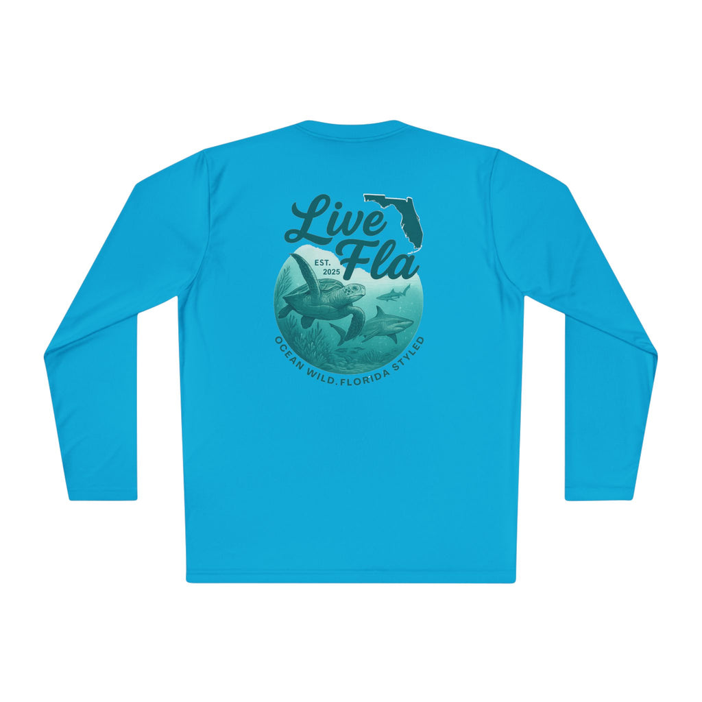 Unisex Long Sleeve Tee - Live Fla, Florida Lifestyle Shirt, Ocean Vibes, Beachwear, Casual Style, Gift for Fishermen