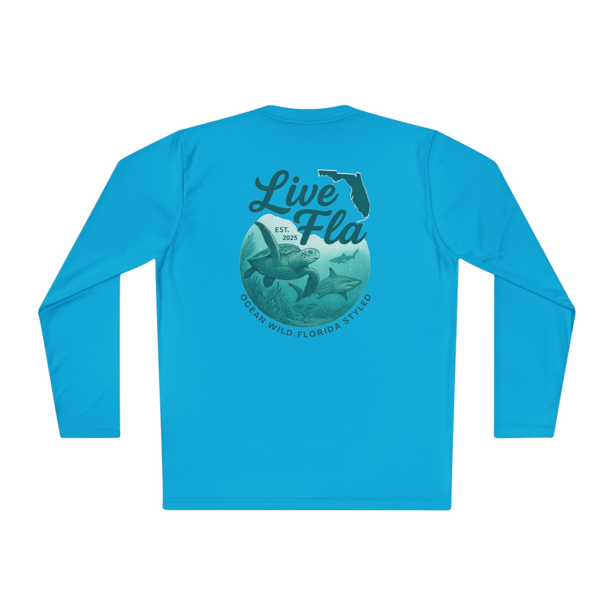 Unisex Long Sleeve Tee - Live Fla, Florida Lifestyle Shirt, Ocean Vibes, Beachwear, Casual Style, Gift for Fishermen