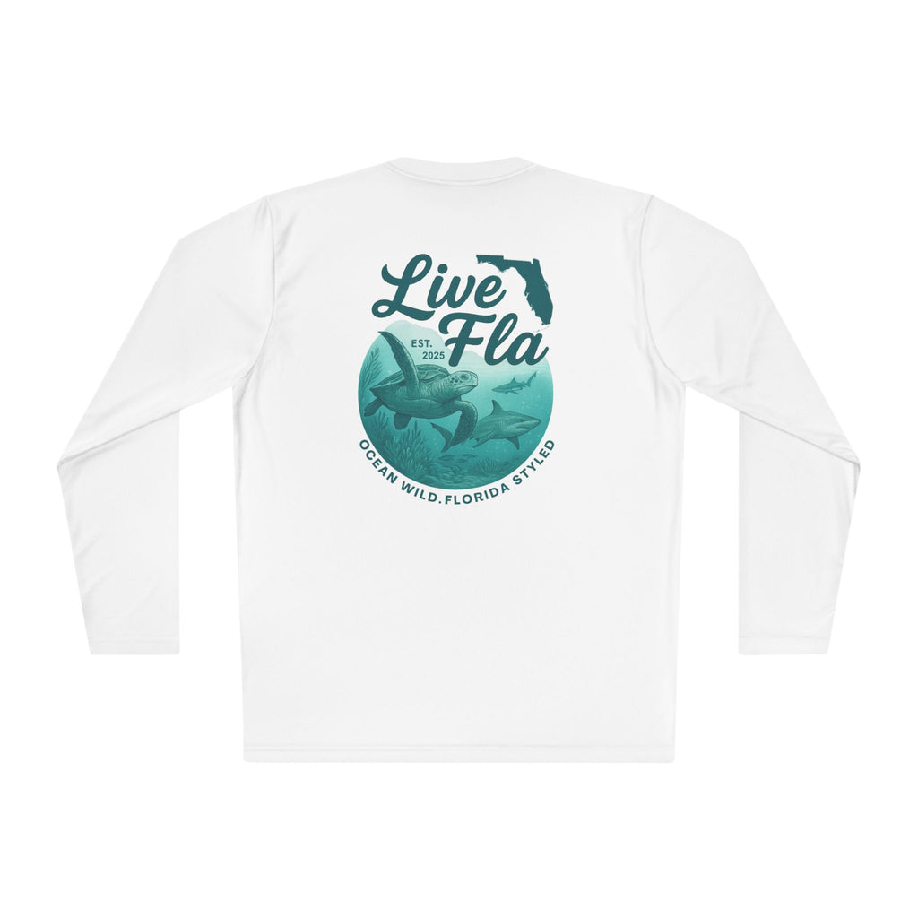 Unisex Long Sleeve Tee - Live Fla, Florida Lifestyle Shirt, Ocean Vibes, Beachwear, Casual Style, Gift for Fishermen
