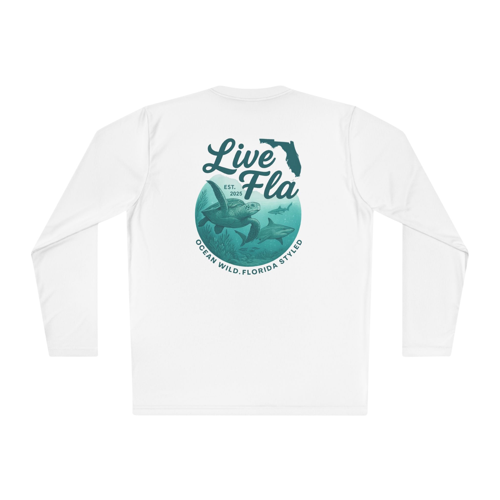 Unisex Long Sleeve Tee - Live Fla, Florida Lifestyle Shirt, Ocean Vibes, Beachwear, Casual Style, Gift for Fishermen