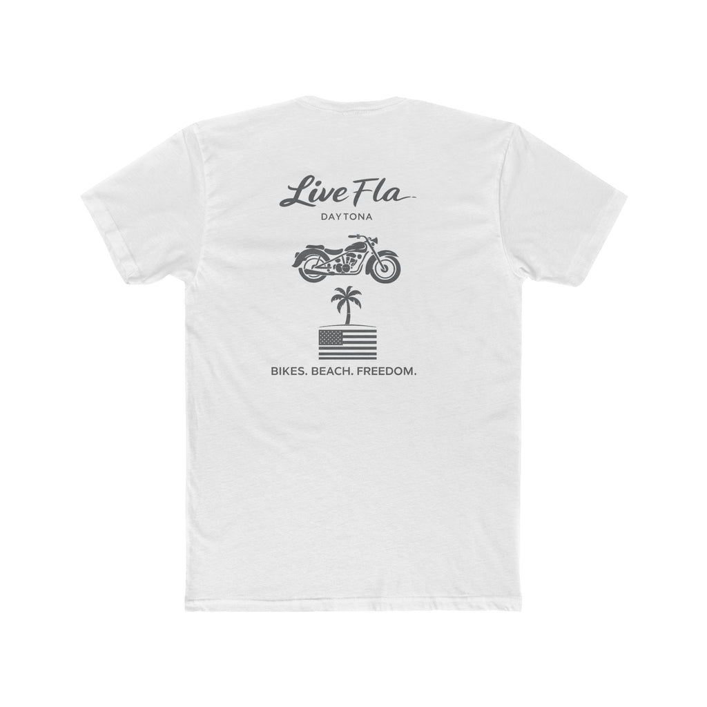 Live Fla Daytona Motorcycle T‑Shirt — Bikes, Beach, Freedom