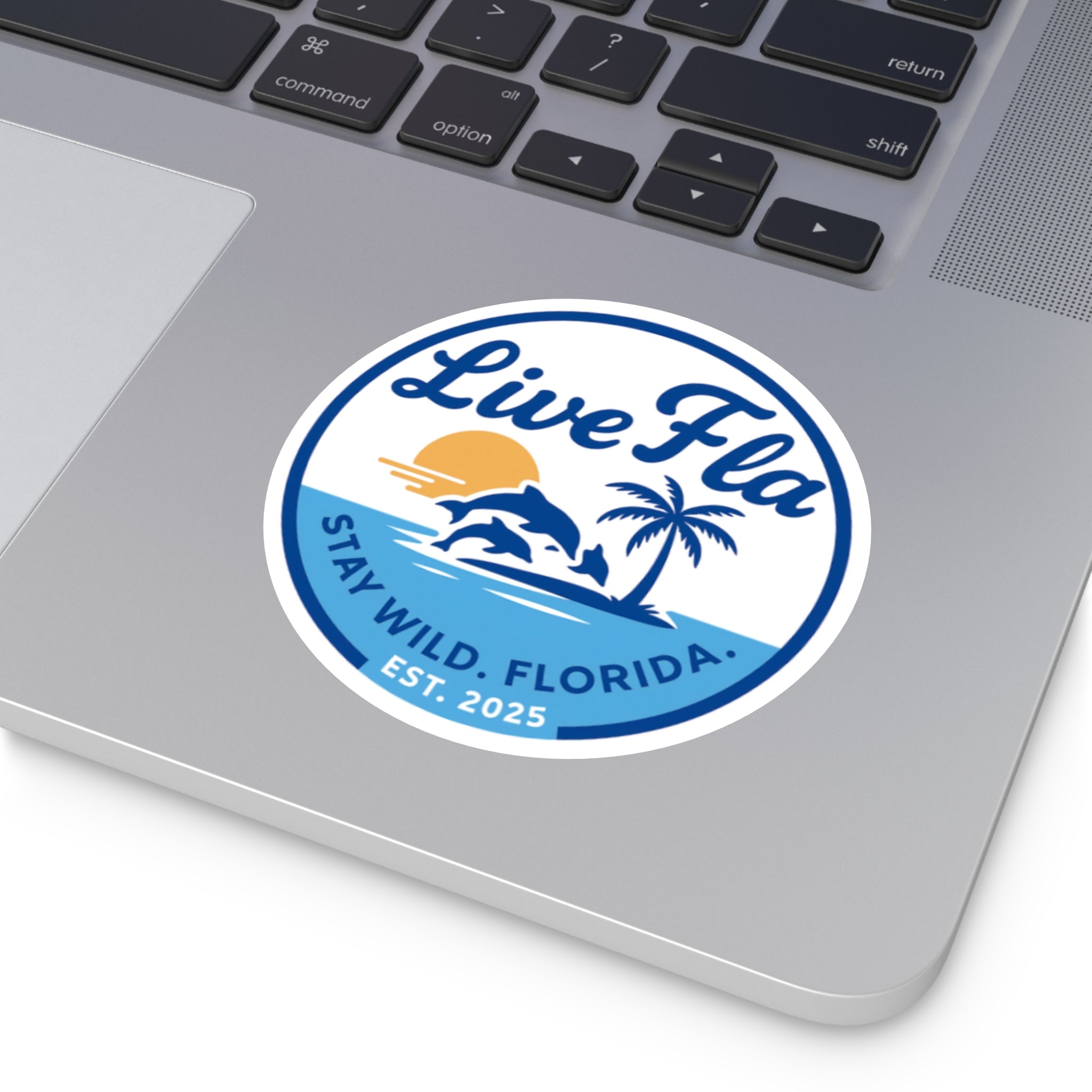 Sunset Dolphin Vinyl Stickers, Live Fla Stay Wild Florida Decals, Coastal Home Decor, Beach Theme Gifts, Outdoor Enthusiast Stickers