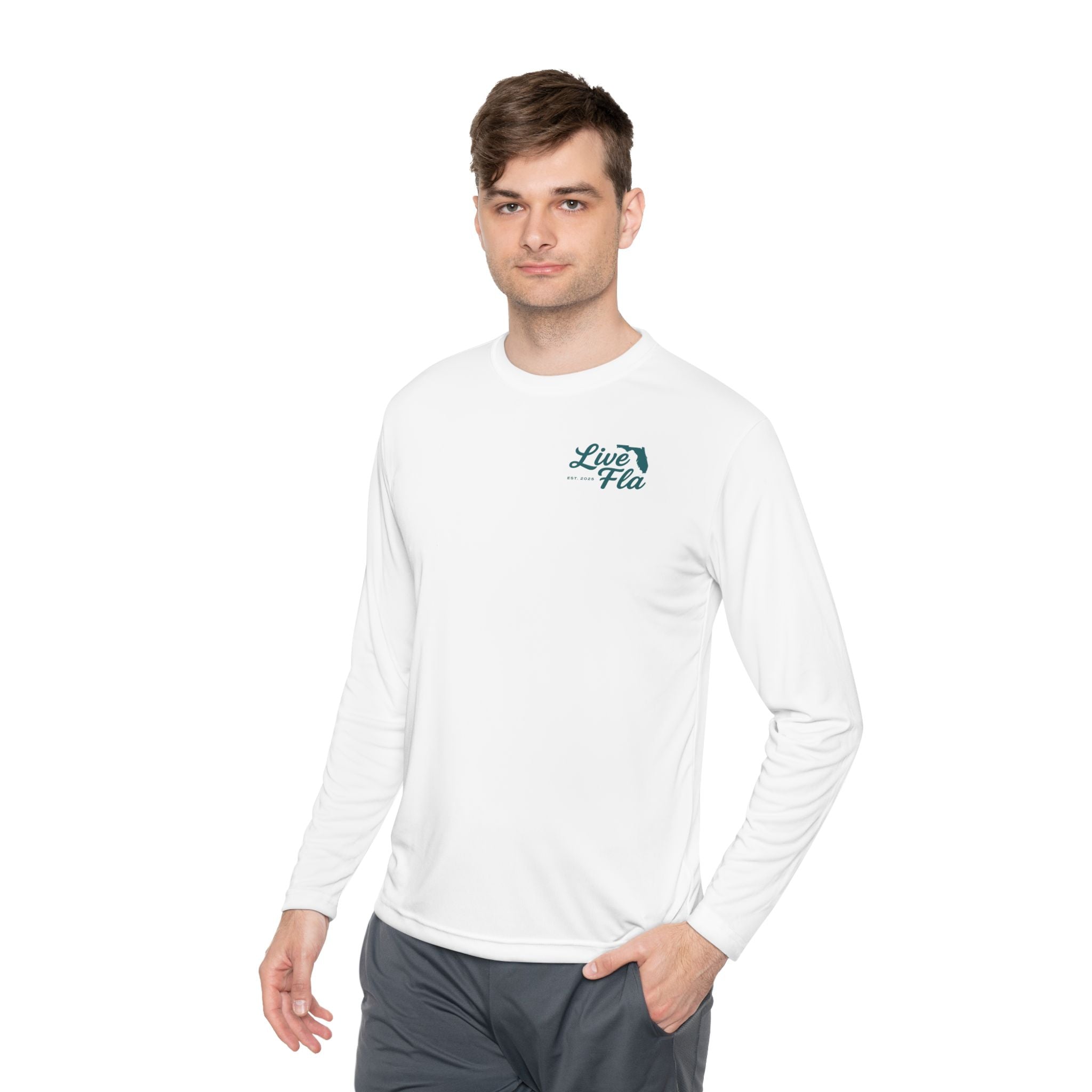Unisex Long Sleeve Tee - Live Fla, Florida Lifestyle Shirt, Ocean Vibes, Beachwear, Casual Style, Gift for Fishermen
