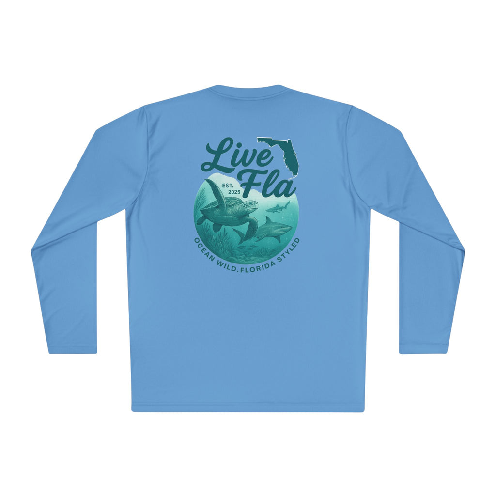 Unisex Long Sleeve Tee - Live Fla, Florida Lifestyle Shirt, Ocean Vibes, Beachwear, Casual Style, Gift for Fishermen