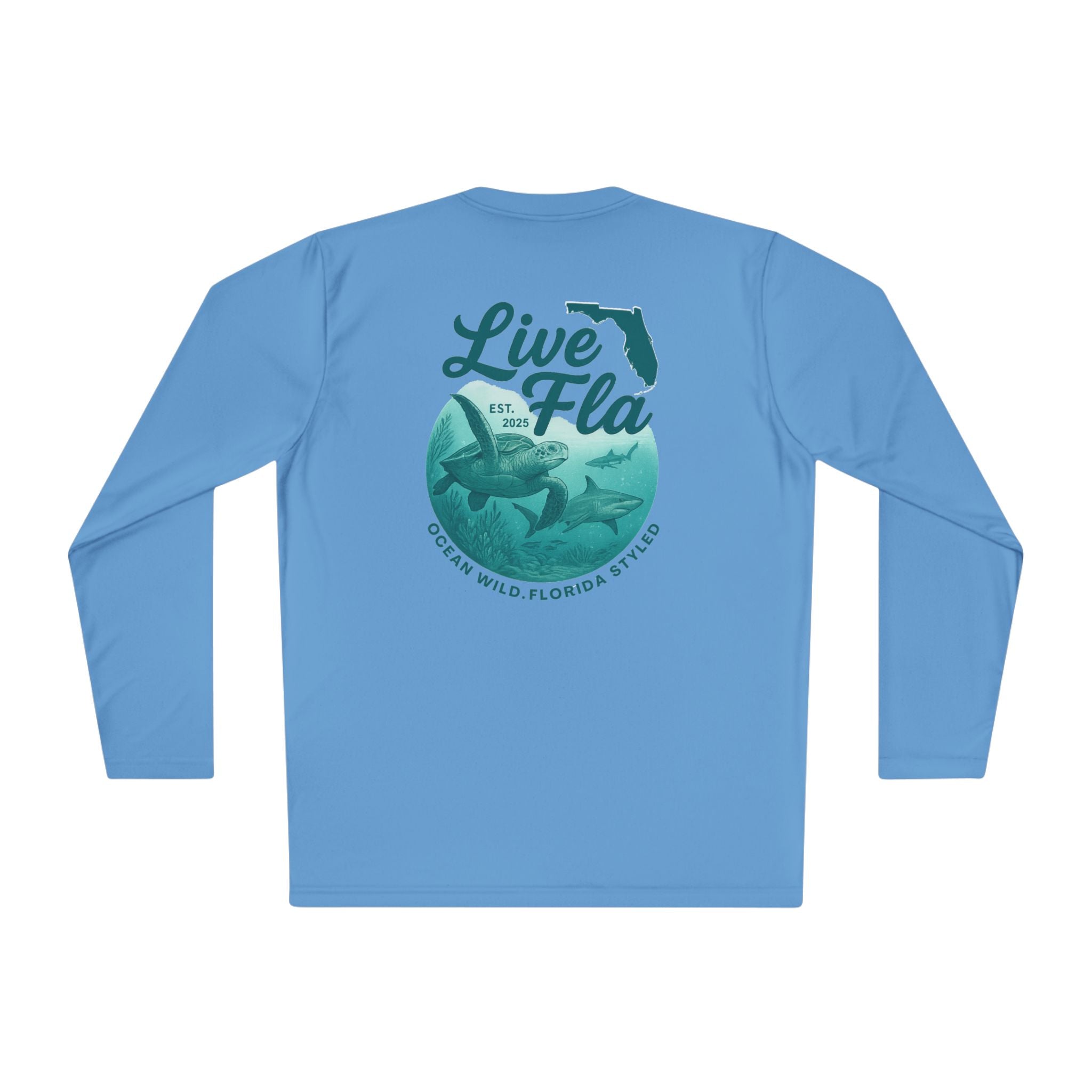 Unisex Long Sleeve Tee - Live Fla, Florida Lifestyle Shirt, Ocean Vibes, Beachwear, Casual Style, Gift for Fishermen