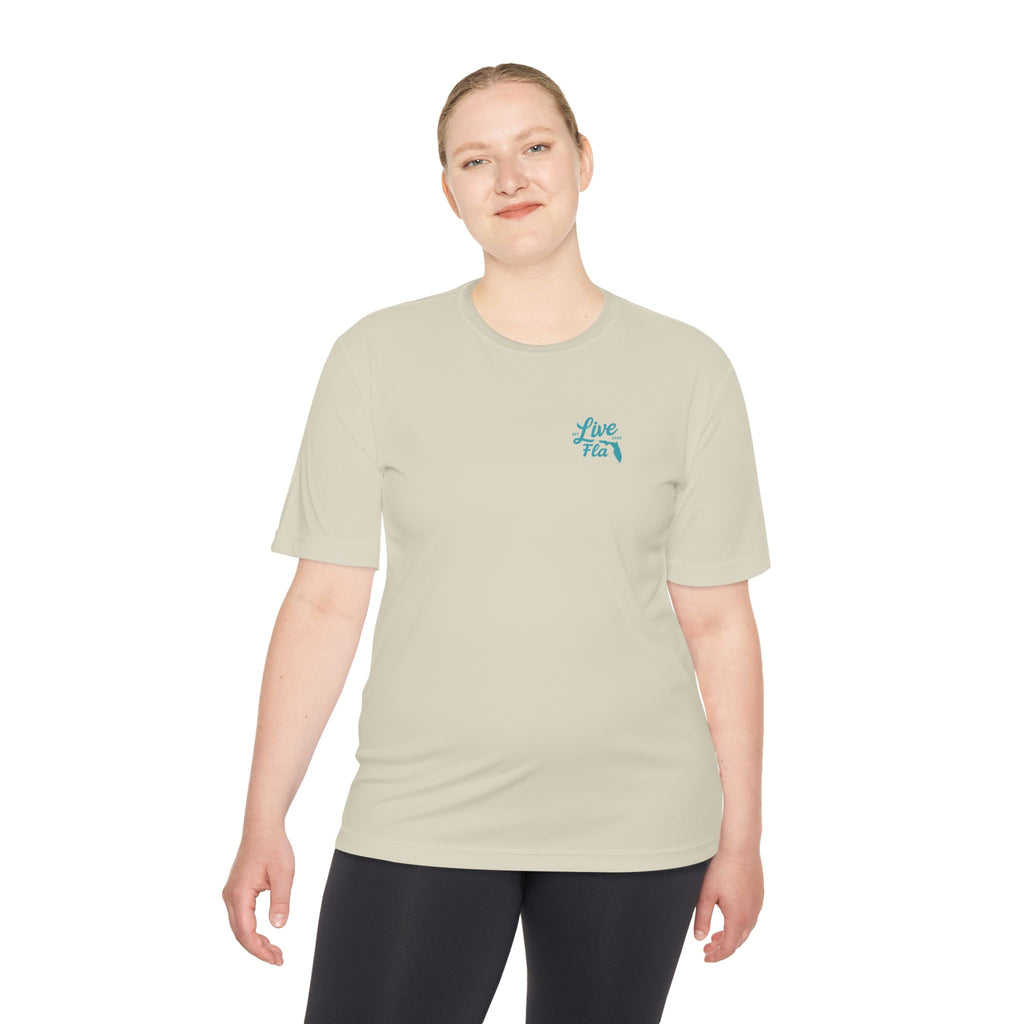 LiveFla Dolphin Unisex Moisture Wicking Tee - Ocean Inspired Summer Shirt, Beachwear, Casual T-shirt, Gifts for Dolphin Lovers, Swim Top