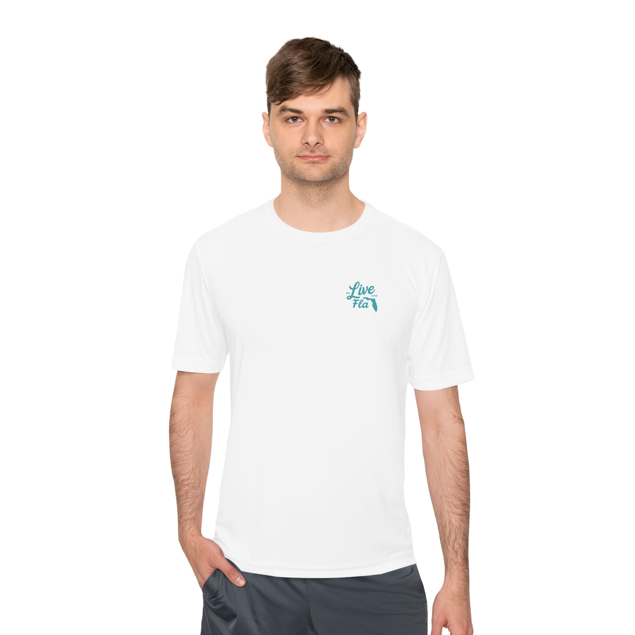 LiveFla Dolphin Unisex Moisture Wicking Tee - Ocean Inspired Summer Shirt, Beachwear, Casual T-shirt, Gifts for Dolphin Lovers, Swim Top