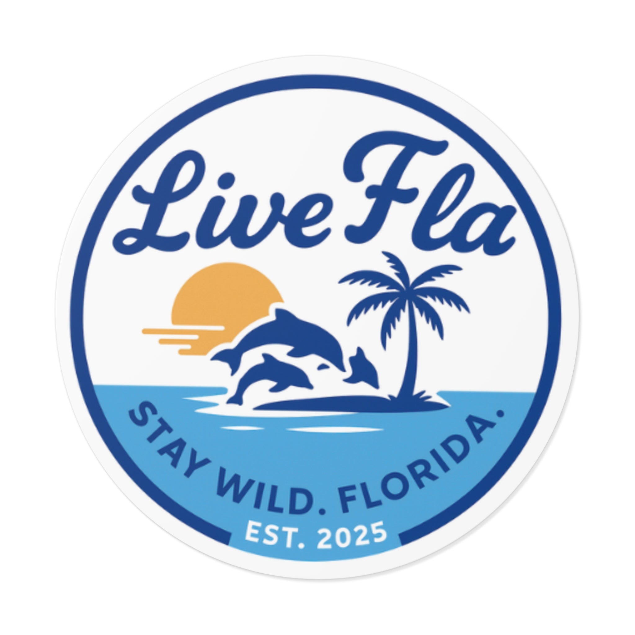 Sunset Dolphin Vinyl Stickers, Live Fla Stay Wild Florida Decals, Coastal Home Decor, Beach Theme Gifts, Outdoor Enthusiast Stickers