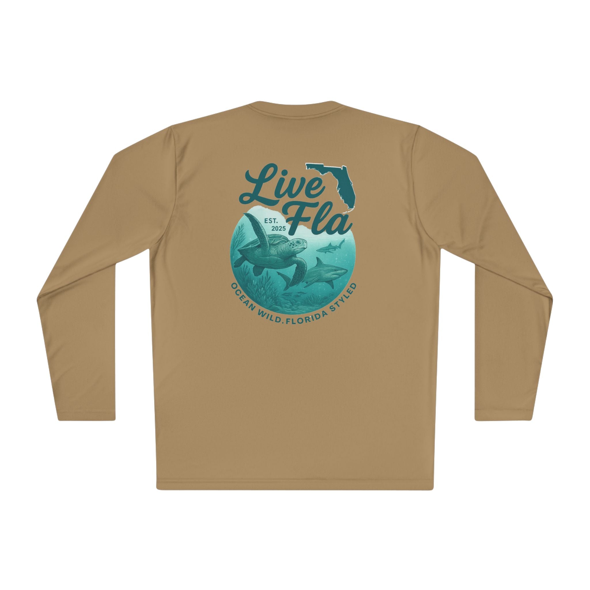 Unisex Long Sleeve Tee - Live Fla, Florida Lifestyle Shirt, Ocean Vibes, Beachwear, Casual Style, Gift for Fishermen