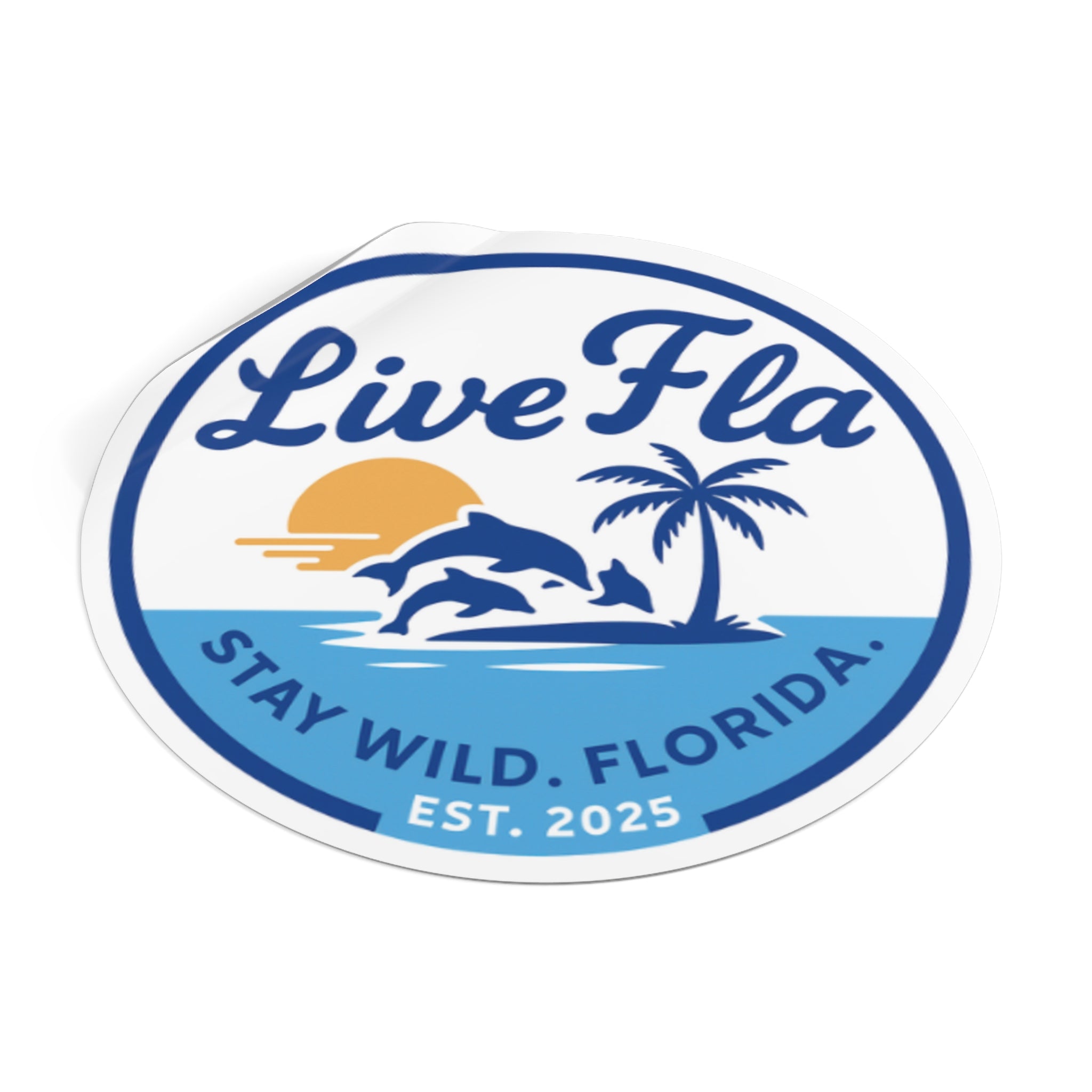 Sunset Dolphin Vinyl Stickers, Live Fla Stay Wild Florida Decals, Coastal Home Decor, Beach Theme Gifts, Outdoor Enthusiast Stickers