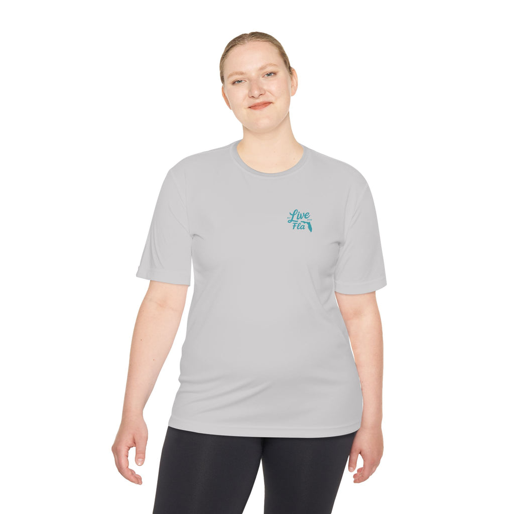 LiveFla Dolphin Unisex Moisture Wicking Tee - Ocean Inspired Summer Shirt, Beachwear, Casual T-shirt, Gifts for Dolphin Lovers, Swim Top