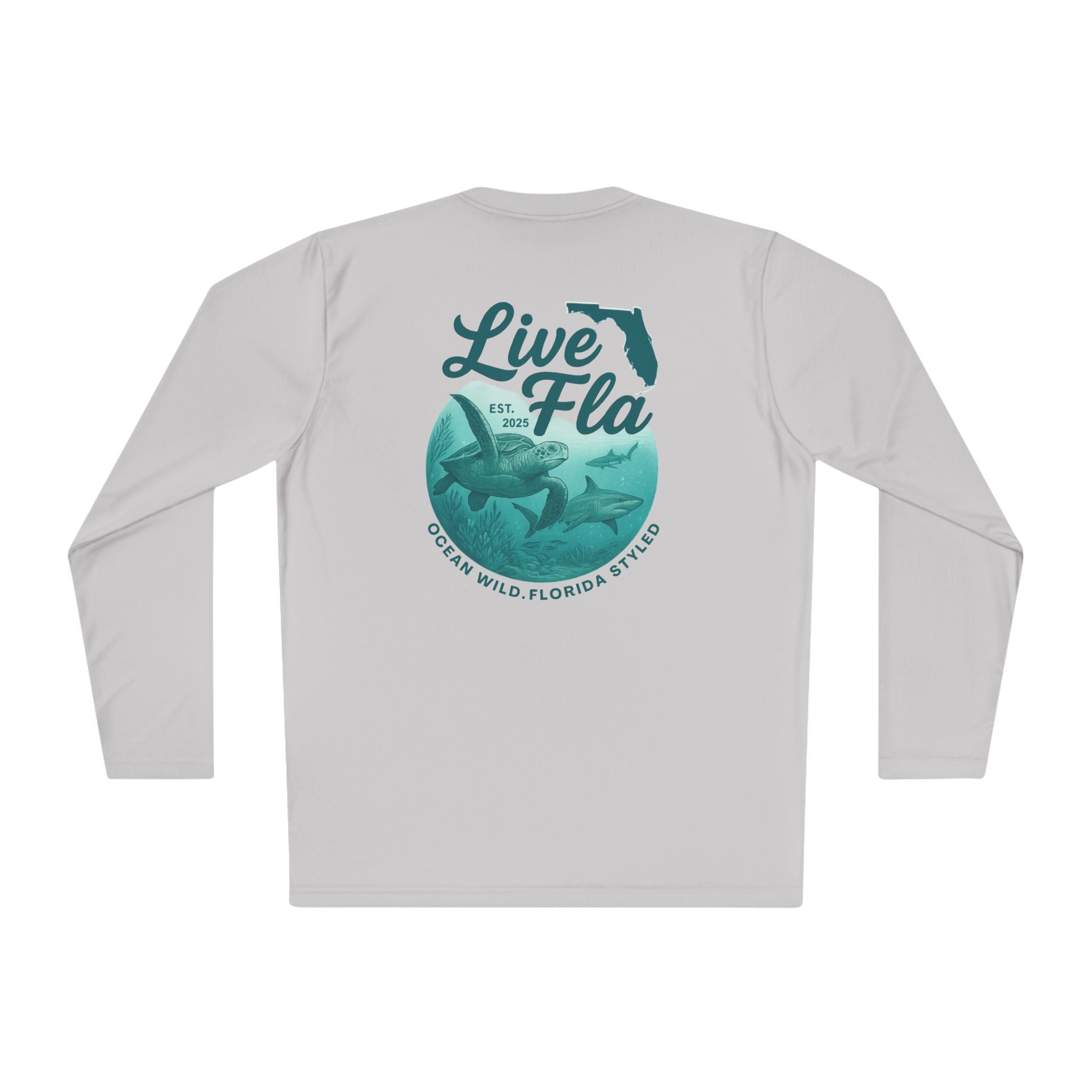 Unisex Long Sleeve Tee - Live Fla, Florida Lifestyle Shirt, Ocean Vibes, Beachwear, Casual Style, Gift for Fishermen